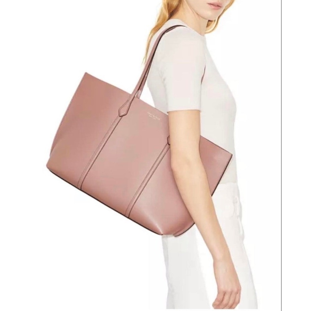 Tory Burch Perry Tote Women Large Mauve Sylvestre NWOT Leather Career Handbag